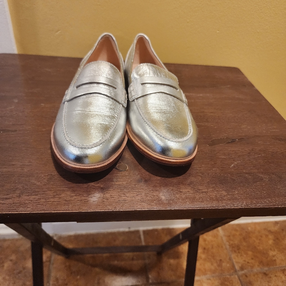 J. Crew Silver Loafers
